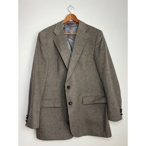 Graham Gunn‎ Ltd Tailored Wool Blend Sport Coat Blazer Mens Brown Houndstooth